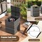9 Piece Mix Grey Rattan Outdoor Sectional Sofa with Beige Cushions and Fire Table